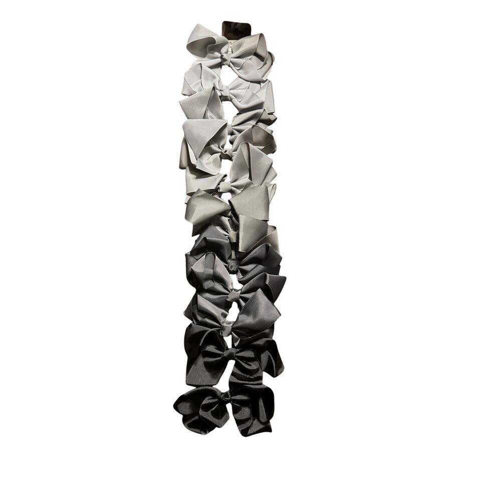 NWT Set Of 12 Claw Hair Bows Silver, Gray, Black Colors. Roughly 5ish inch each